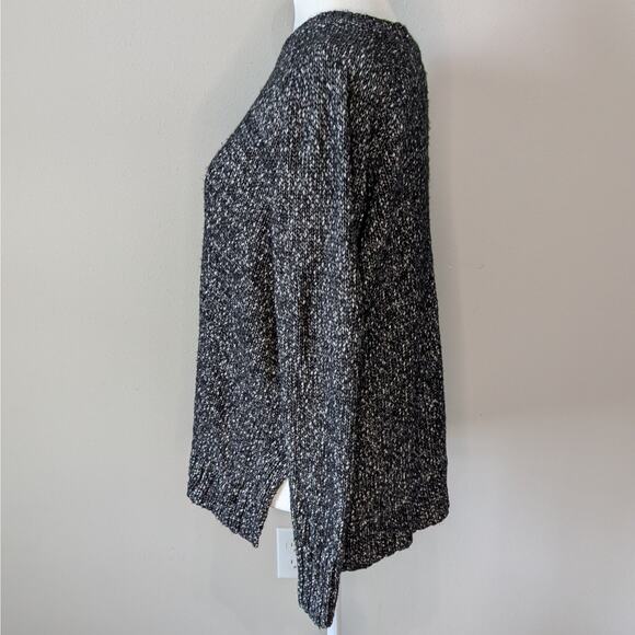 Loft Black & White Knit Crew Neck Oversized Raglan Long Sleeve Sweater Small - Picture 3 of 8